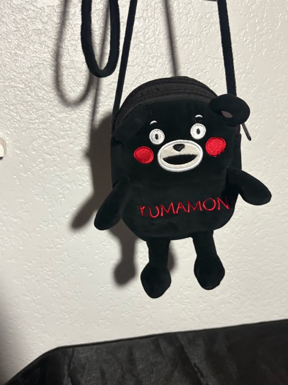 Black Plush Crossbody Bag - Cute Character Japanese Shoulder Purse